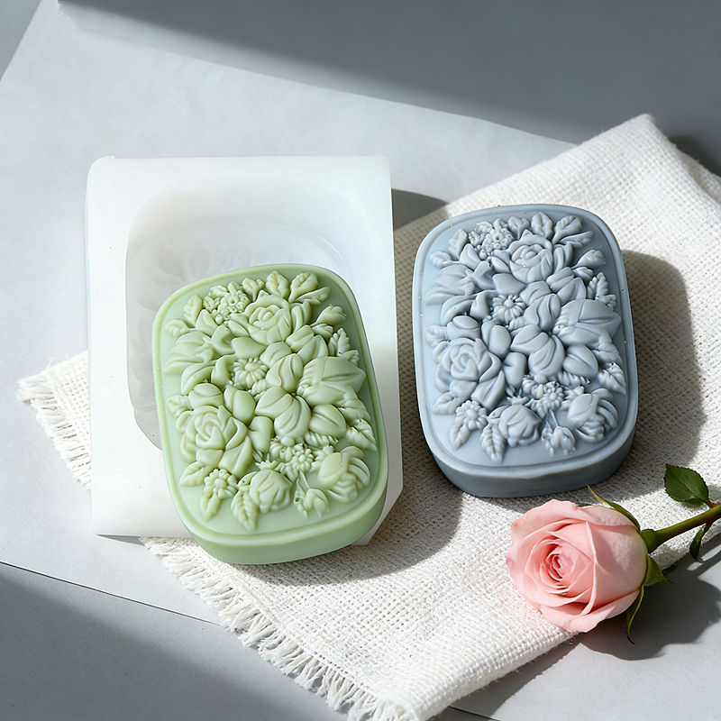 Square Floral Silicone Soap Mo - مراجعة Soap Making Instructions وسعره