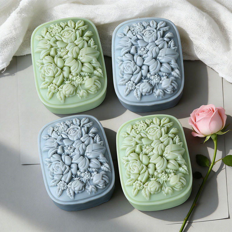 Square Floral Silicone Soap Mo - مراجعة Soap Making Instructions وسعره