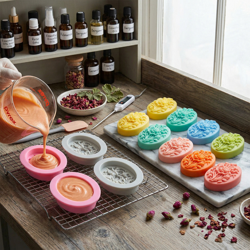 4 Silicone mold with flower sh - مراجعة Soap Making Instructions وسعره