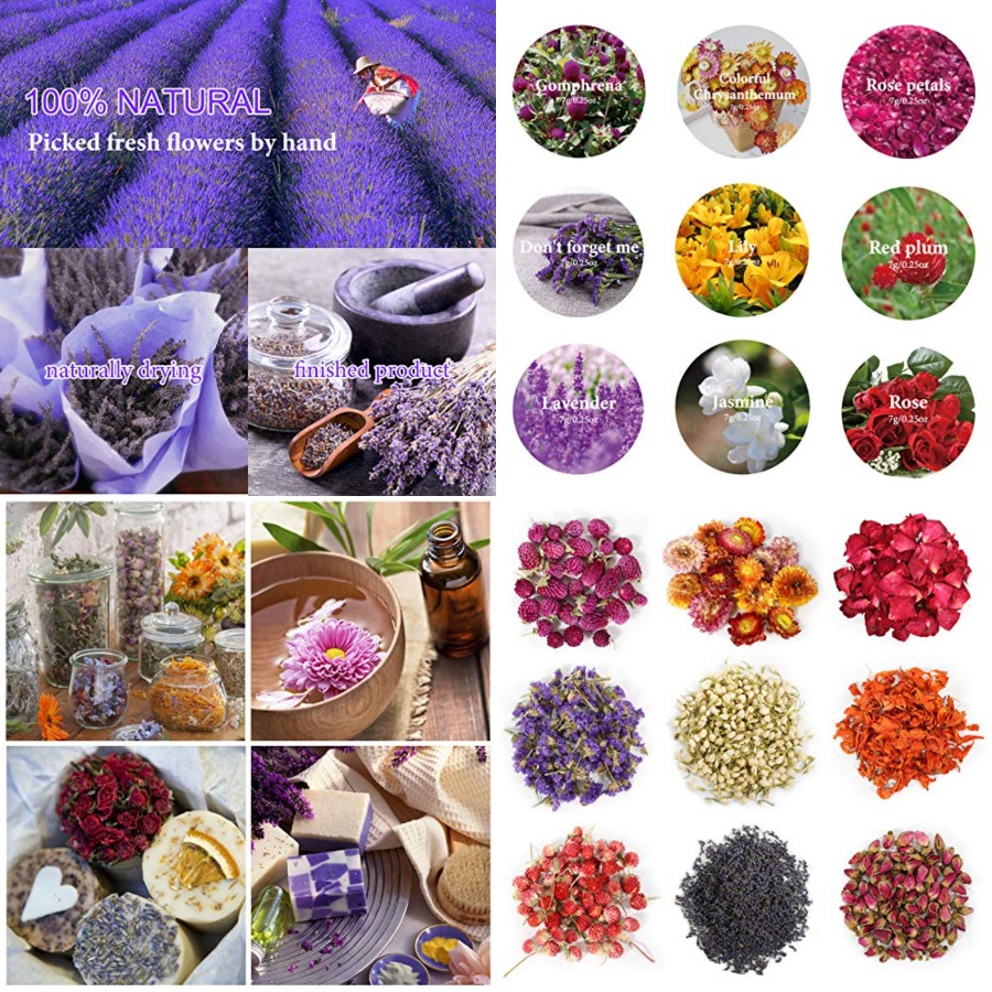 9 Bags Dried Flowers,100% Natu - مراجعة Soap Making Diy وسعره